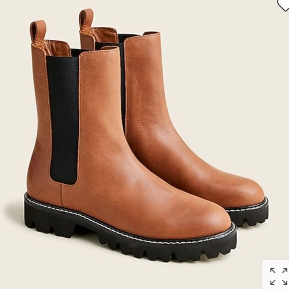 J. Crew Gwen lug-sole high-shaft Chelsea boots in leatherItem BA187* - Picture 1 of 5